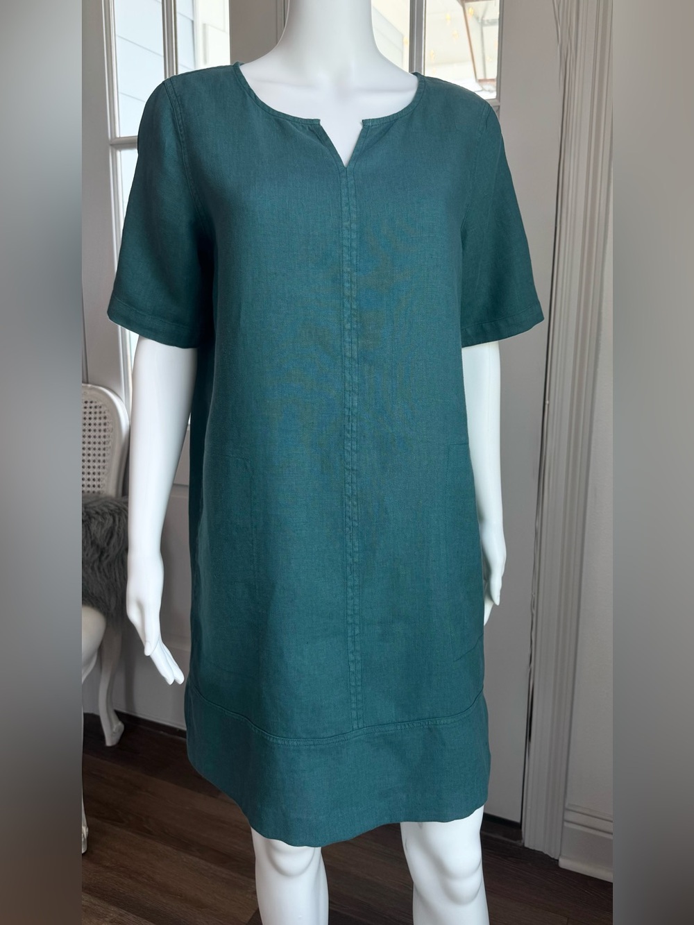 J.Jill Pure Jill Garment Dyed Linen Dark Green S
